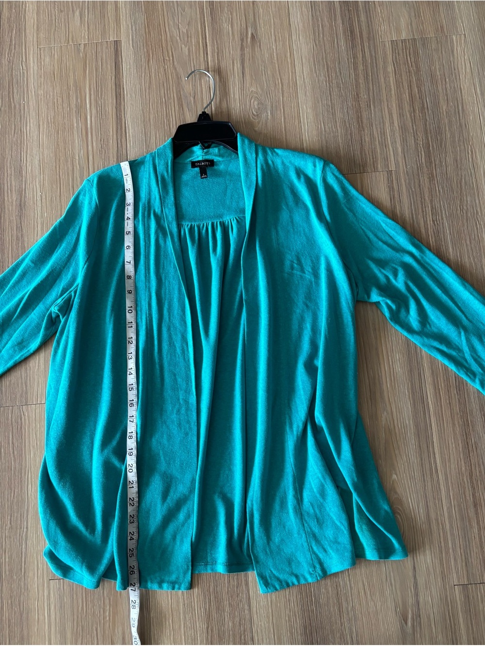 Talbots Cardigan Sweater Green Open Front Knit Shawl Collar Women L Preppy Beach - Picture 6 of 10